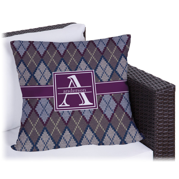 Custom Knit Argyle Outdoor Pillow (Personalized)
