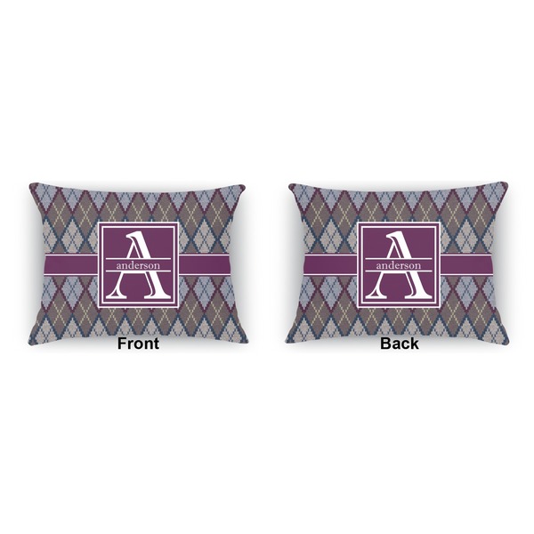 Knit Argyle  Outdoor Rectangular Throw Pillow (Front and Back)