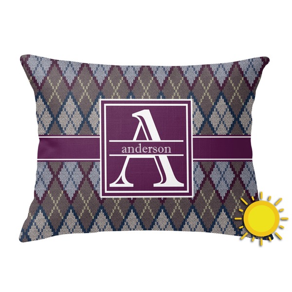 Custom Knit Argyle Outdoor Throw Pillow (Rectangular) (Personalized)