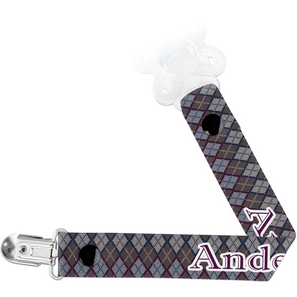 Custom Knit Argyle Pacifier Clip (Personalized)