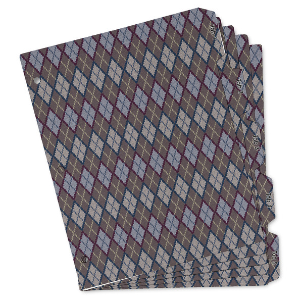 Custom Knit Argyle Binder Tab Divider - Set of 5 (Personalized)