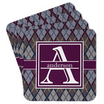 Knit Argyle Paper Coasters w/ Name and Initial