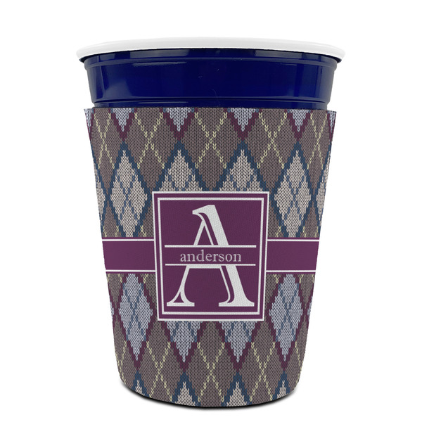 Knit Argyle Party Cup Sleeves - without bottom - FRONT (on cup)