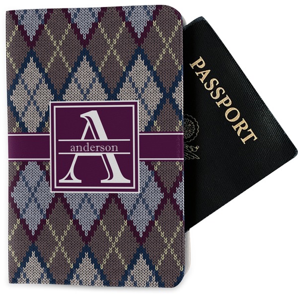 Custom Knit Argyle Passport Holder - Fabric (Personalized)