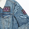 Knit Argyle Patches Lifestyle Jean Jacket Detail