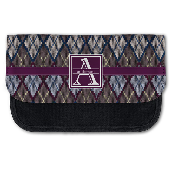 Custom Knit Argyle Canvas Pencil Case w/ Name and Initial