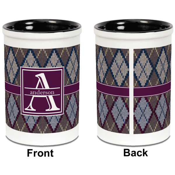 Knit Argyle Pencil Holder - Black - approval