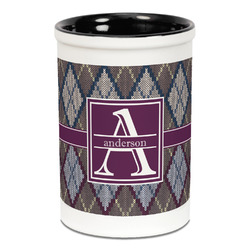 Knit Argyle Ceramic Pencil Holders - Black