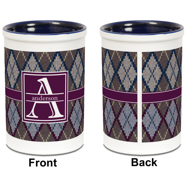 Knit Argyle Pencil Holder - Blue - approval