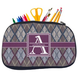 Knit Argyle Neoprene Pencil Case - Medium w/ Name and Initial