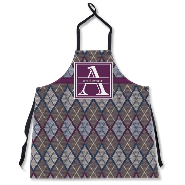 Custom Knit Argyle Apron Without Pockets w/ Name and Initial