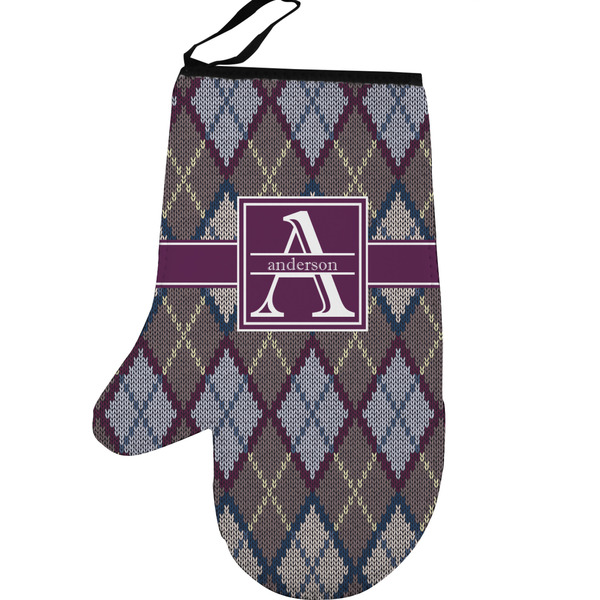 Custom Knit Argyle Left Oven Mitt (Personalized)