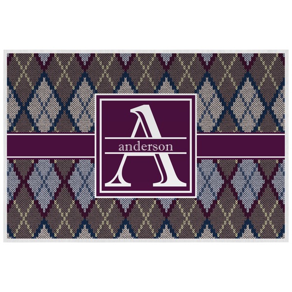 Custom Knit Argyle Laminated Placemat w/ Name and Initial