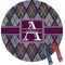 Knit Argyle Personalized Round Fridge Magnet