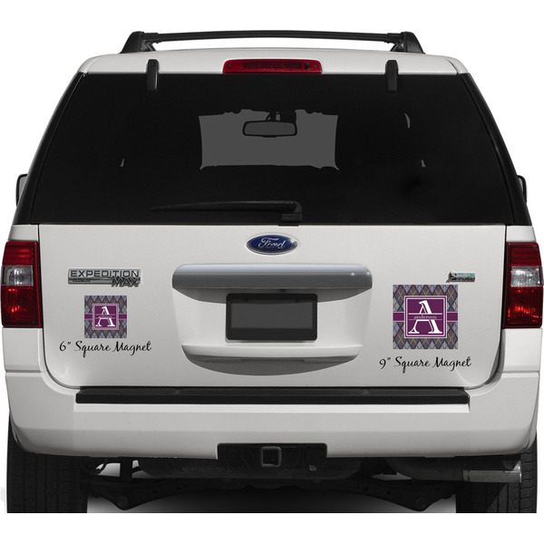 Knit Argyle Personalized Square Car Magnets on Ford Explorer