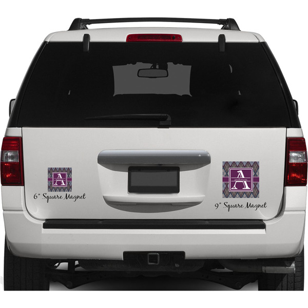 Knit Argyle Personalized Square Car Magnets on Ford Explorer