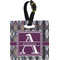 Knit Argyle Plastic Luggage Tag - Square w/ Name and Initial