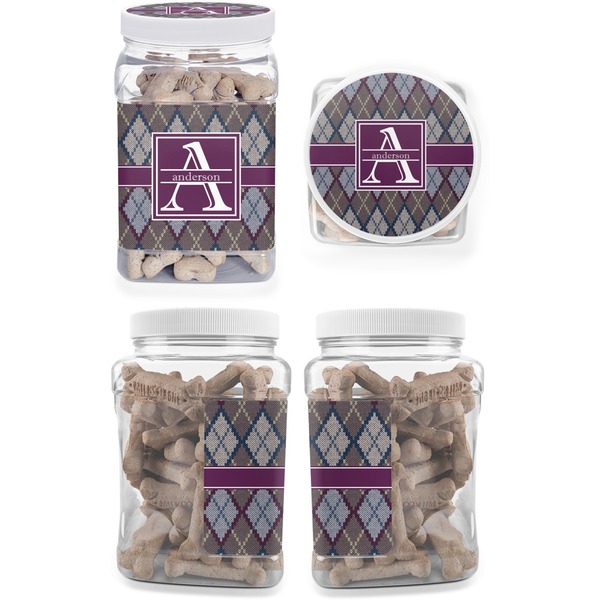 Knit Argyle Pet Treat Jar - Multiple Angles