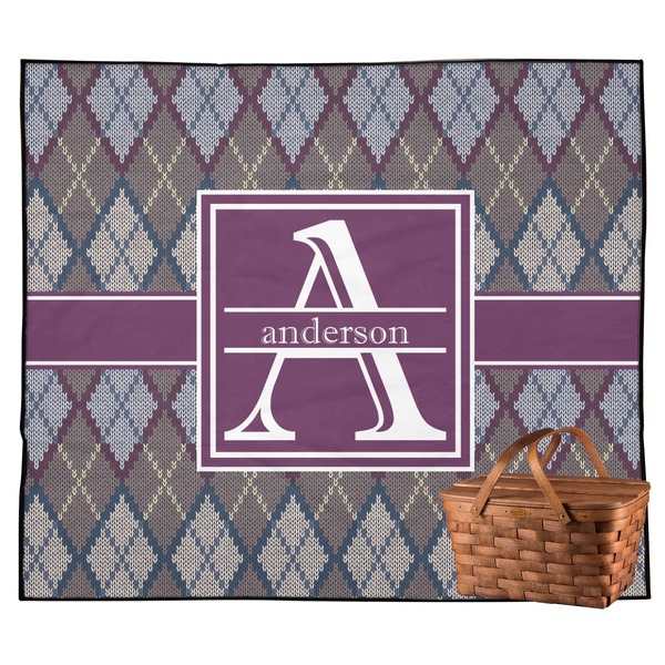 Custom Knit Argyle Outdoor Picnic Blanket (Personalized)