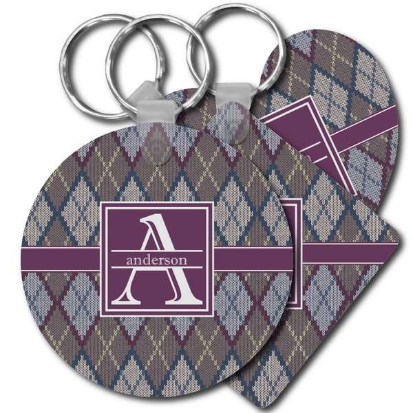 Custom Knit Argyle Plastic Keychain (Personalized)