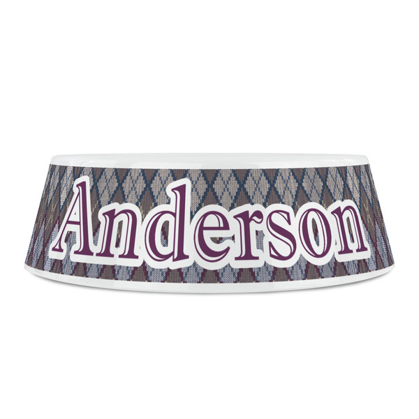 Knit Argyle Plastic Pet Bowls - Small - FRONT