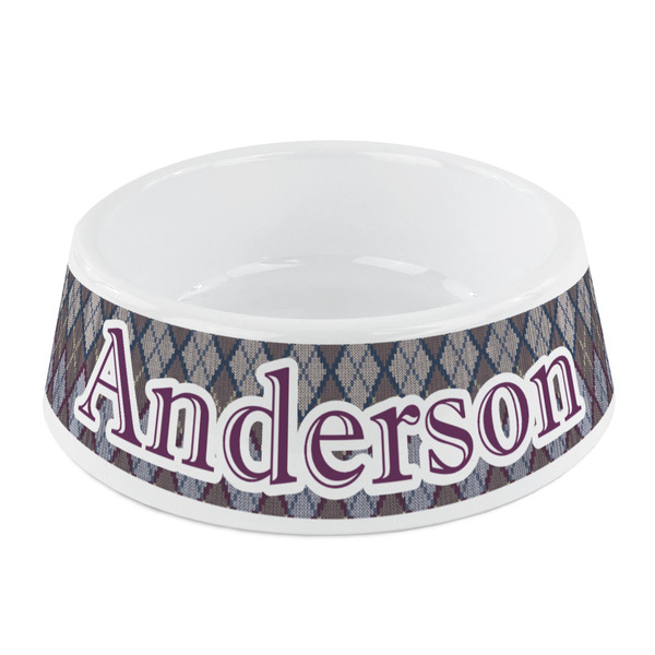 Custom Knit Argyle Plastic Dog Bowl - Small (Personalized)