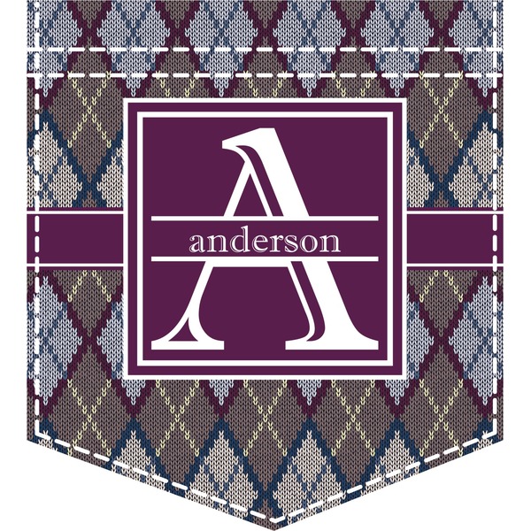 Custom Knit Argyle Iron On Faux Pocket (Personalized)