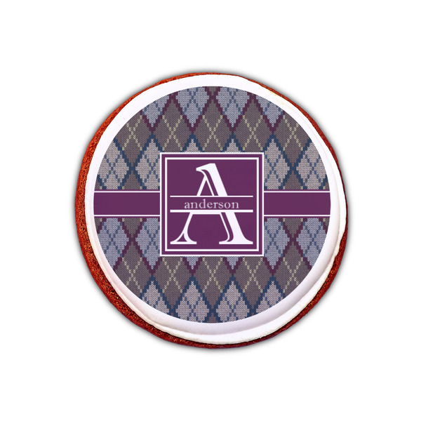 Knit Argyle Printed Icing Circle - XSmall - On Cookie