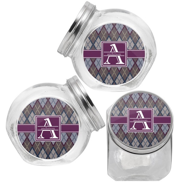 Knit Argyle Puppy Treat Jar - Top Left Right