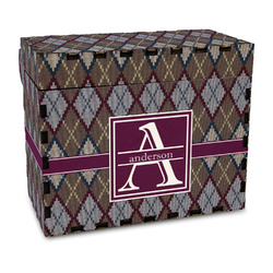 Knit Argyle Wood Recipe Box - Full Color Print (Personalized)