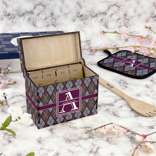 Knit Argyle Recipe Box - Full Color - In Context