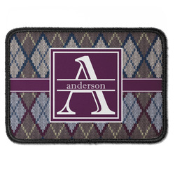Knit Argyle Iron On Rectangle Patch w/ Name and Initial