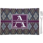 Knit Argyle Rectangular Glass Appetizer / Dessert Plate - Single or Set (Personalized)