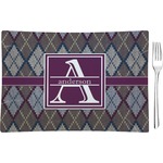 Knit Argyle Glass Rectangular Appetizer / Dessert Plate (Personalized)