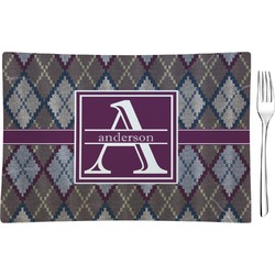 Knit Argyle Glass Rectangular Appetizer / Dessert Plate (Personalized)
