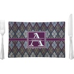 Knit Argyle Rectangular Glass Lunch / Dinner Plate - Single or Set (Personalized)