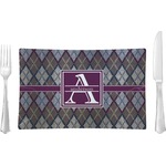 Knit Argyle Rectangular Glass Lunch / Dinner Plate - Single or Set (Personalized)