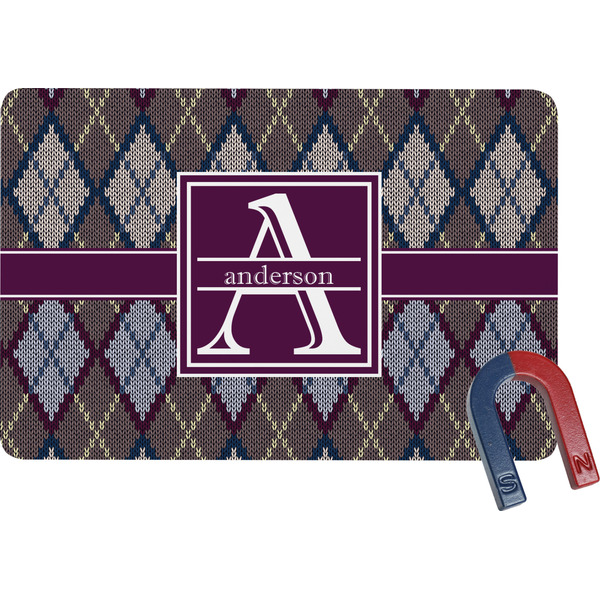 Custom Knit Argyle Rectangular Fridge Magnet (Personalized)