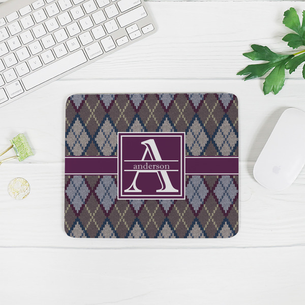 Knit Argyle Rectangular Mouse Pad - LIFESTYLE 2