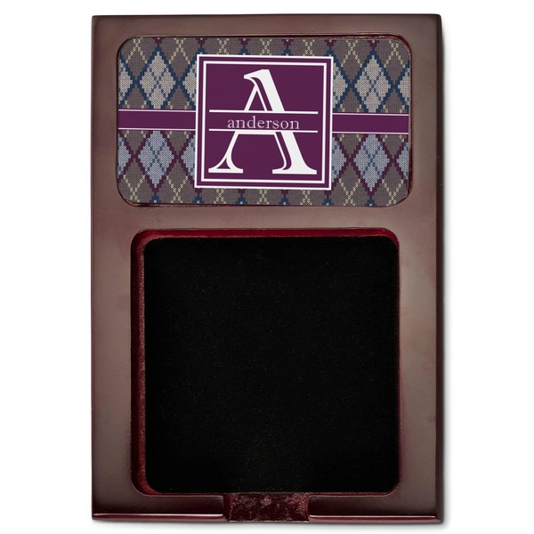 Knit Argyle Red Mahogany Sticky Note Holder - Flat