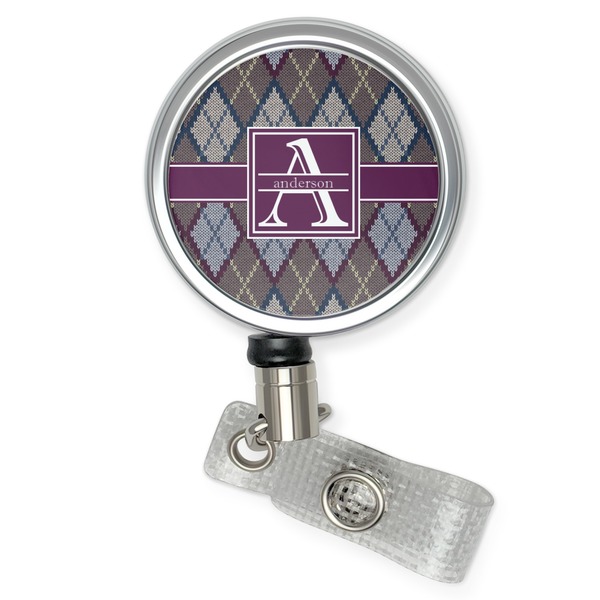 Custom Knit Argyle Retractable Badge Reel (Personalized)