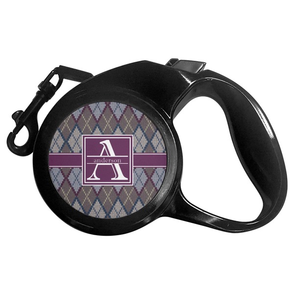 Custom Knit Argyle Retractable Dog Leash (Personalized)
