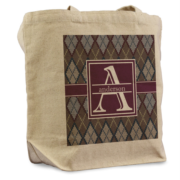 Custom Knit Argyle Reusable Cotton Grocery Bag - Single (Personalized)
