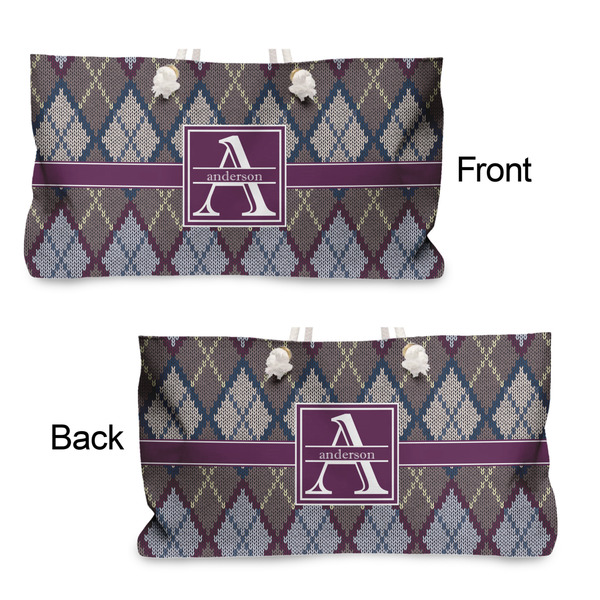 Knit Argyle Large Rope Tote - From & Back View