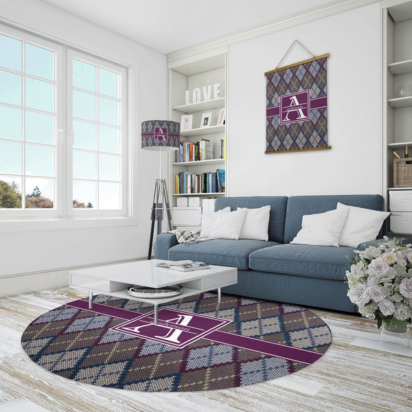 Knit Argyle Round Area Rug - IN CONTEXT
