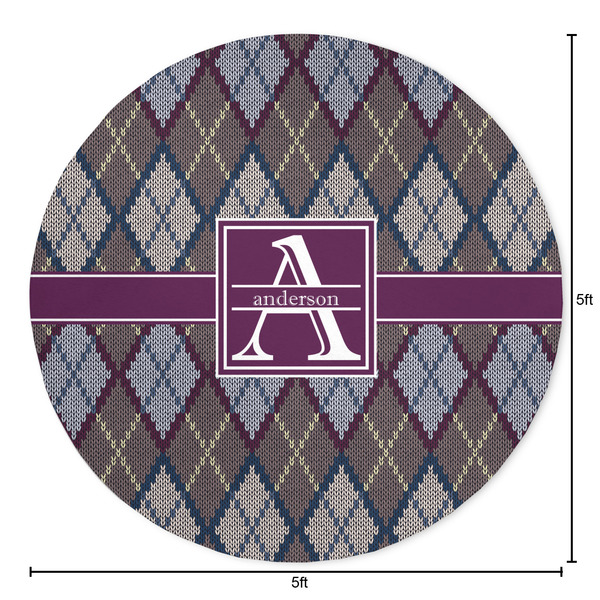 Knit Argyle Round Area Rug - Size