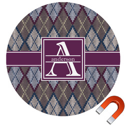 Knit Argyle Round Car Magnet - 10" (Personalized)
