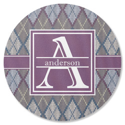 Knit Argyle Round Rubber Backed Coaster (Personalized)