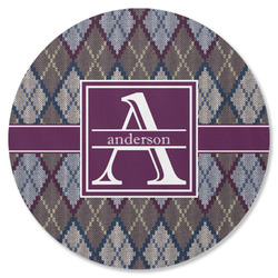 Knit Argyle Round Rubber Backed Coaster (Personalized)