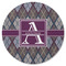 Knit Argyle Round Rubber Backed Coaster (Personalized)